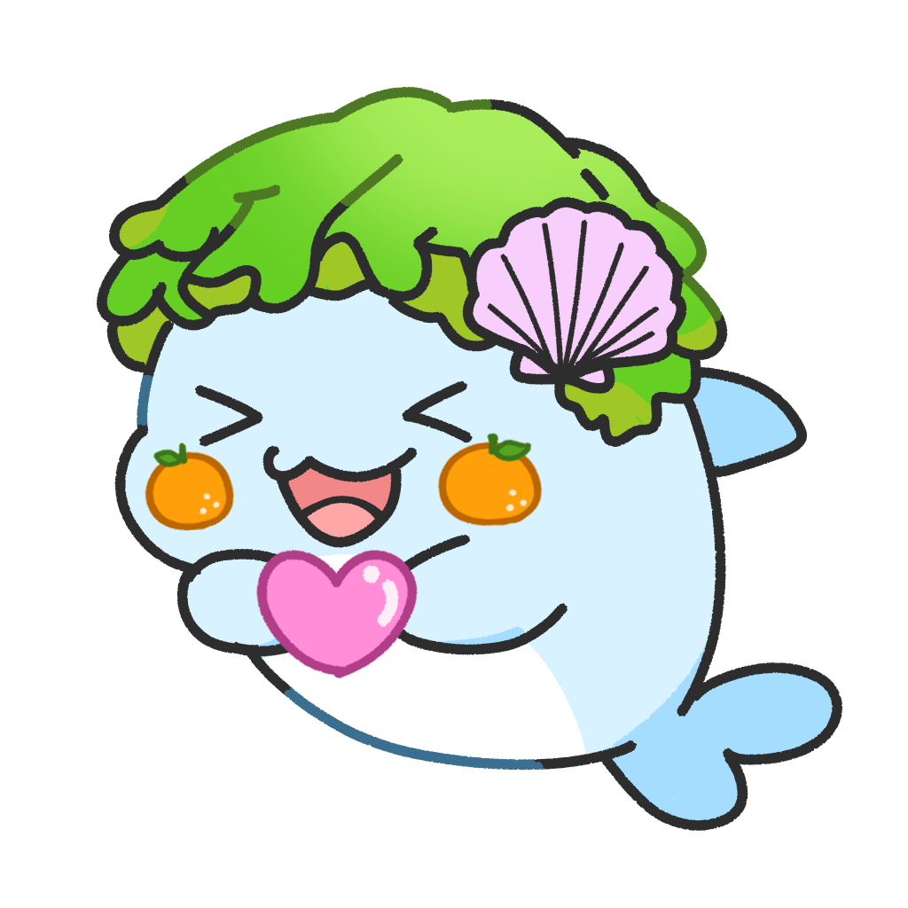 ピンクのハートを抱えて笑うれいほくちゃん
